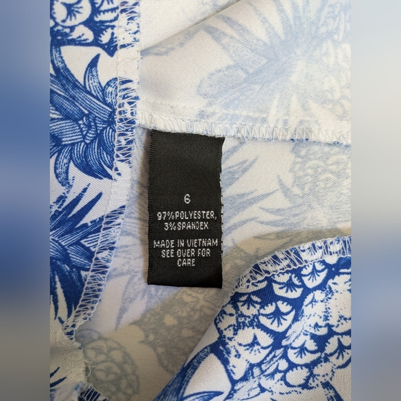 Alyx White Dress with Blue Pineapple Print. Size 6 - Picture 12 of 14